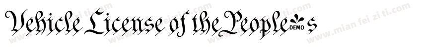 Vehicle License of thePeople’sRepub字体转换